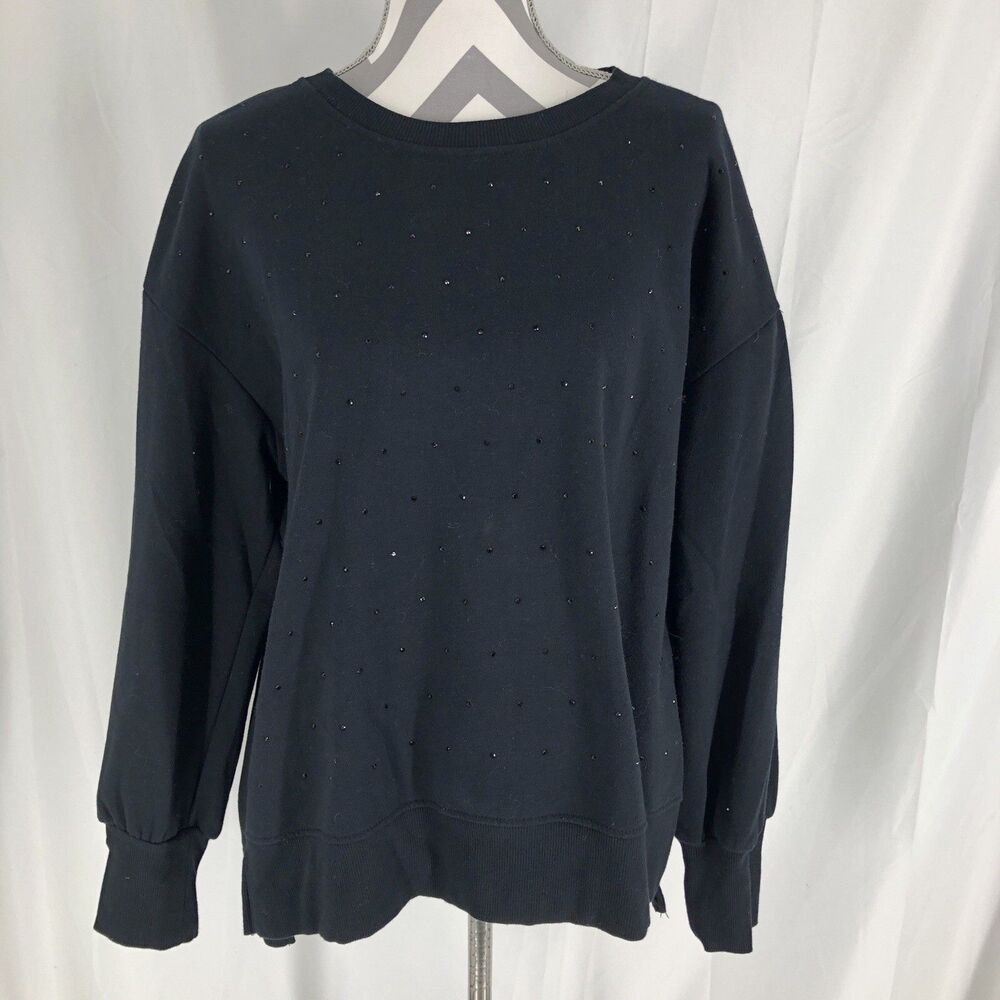 Maurices Black Sparkle Embellished Crewneck Sweatshirt Large